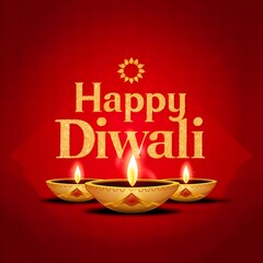 Poster - Free Photo A poster for with a red background with a gold happy diwali on it generated ai 
