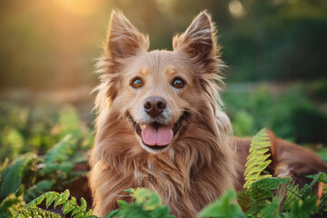 portrait of a dog smile in nature