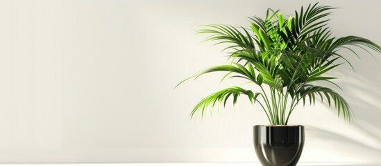 Poster - Indoor plant displayed with copy space image on a white backdrop