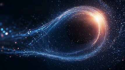 Poster - Digital tunnel of cyberspace with particles and lighting.