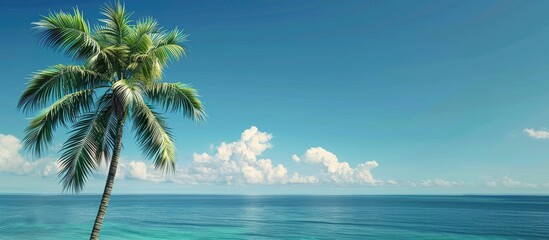 Aufkleber - Scenic backdrop featuring a palm tree specifically a Dypsis cabadae with ample copy space image