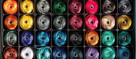 Poster - A plastic case with compartments for sewing threads for tailoring crafting or textile work ideal for a copy space image