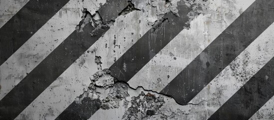 Poster - An aged concrete wall textured with striped lines peeling and cracks creating a gray backdrop with space for text design. Creative banner. Copyspace image