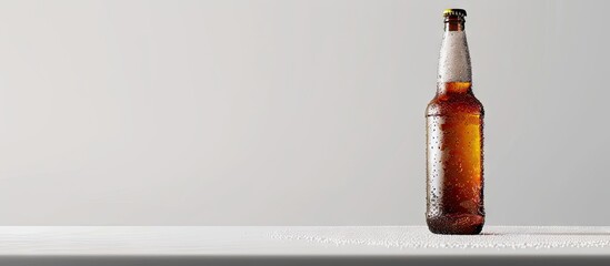 Aufkleber - Cold beer bottle on a white backdrop with copy space image