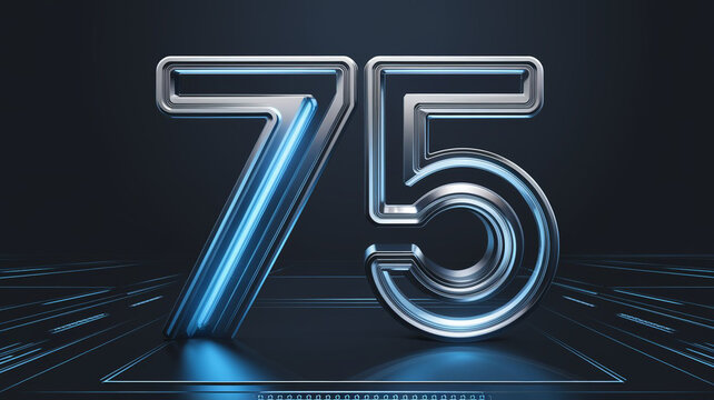 A futuristic scene with the numbers 75