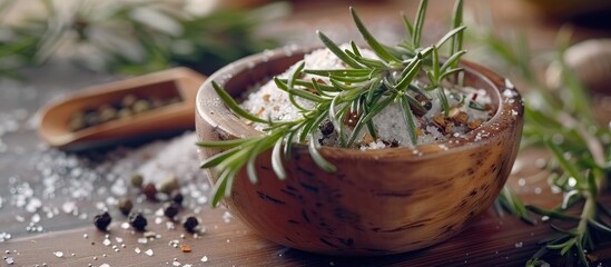 Poster - The concept of seasoning includes rosemary spices in a culinary context to enhance flavors. Creative banner. Copyspace image