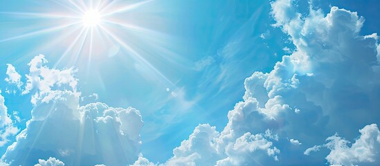 Canvas Print - Copy space image of bright blue skies with fluffy white clouds on a sunny summer day