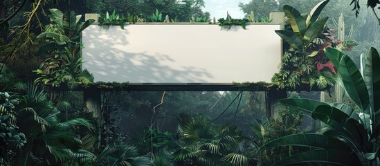 Aufkleber - Nature envelops a huge billboard in a lush forest setting offering ample copy space image
