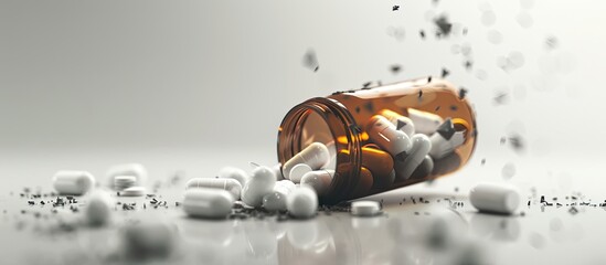 Aufkleber - The medicine spilled from the bottle leaving a copy space image