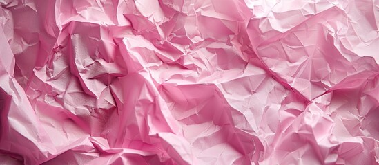 Poster - A detailed shot of crumpled pink paper as a backdrop with copy space image