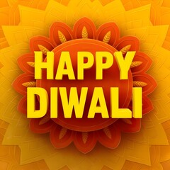 Poster - Free Photo Happy Diwali 3D Text Design, illustration generative ai 