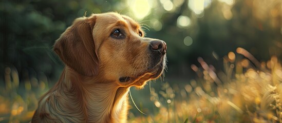 Poster - An adorable mixed breed dog with a charming look in a natural setting featuring copy space image for additional content