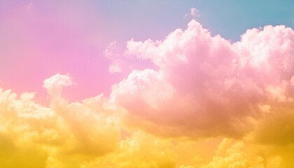 Canvas Print - beauty sweet pastel yellow and pink colorful with fluffy clouds on sky multi color rainbow image abstract fantasy growing light