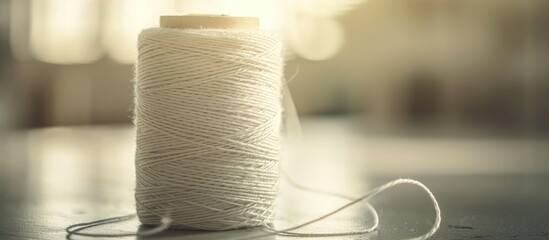 Poster - A white spool of thread with the focal point on the central detail ideal for a copy space image