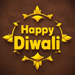 Poster - Free Photo A yellow logo that says happy Diwali on it, photo,  generative ai 