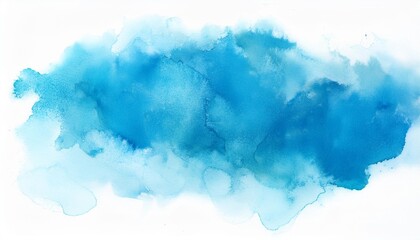 Wall Mural - watercolor texture bright blue aqua color background paint stain artwork paintbrush abstract art on paper