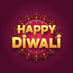 Poster - Free Photo Happy Diwali 3D Text Design, illustration generative ai 