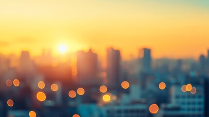 Blurred Cityscape at Sunset