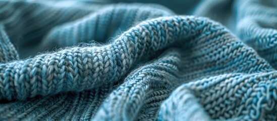 Fototapete - Detailed close up shot showcasing an abstract knitted jersey fabric backdrop featuring ample copy space for adding images