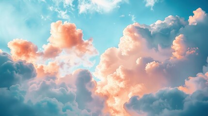 Wall Mural - fluffy clouds in blue sky