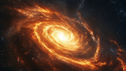 Wall Mural - A spiral galaxy with a bright yellow center