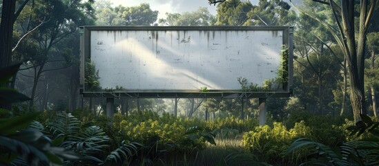 Poster - Nature envelops a huge billboard in a lush forest setting offering ample copy space image