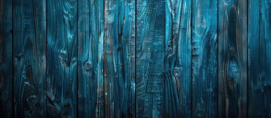 Canvas Print - Old natural patterns are visible on a blue hued wooden background surface in the copy space image