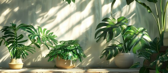 Aufkleber - A tranquil indoor setting featuring green plants with empty copy space image
