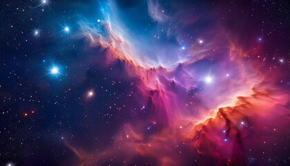 Wall Mural - cosmic colorful background with nebula and shining stars
