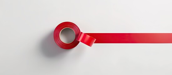 Poster - Adhesive red paper tape shown on a white backdrop with copy space image