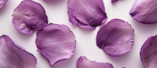 Aufkleber - Close up image of purple rose petals on a white background ideal for card designs with copy space image for customization