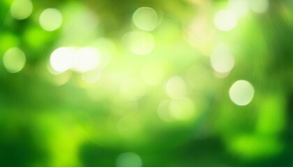 Poster - abstract circular green bokeh background green nature spring and nature light in blurred style copy space