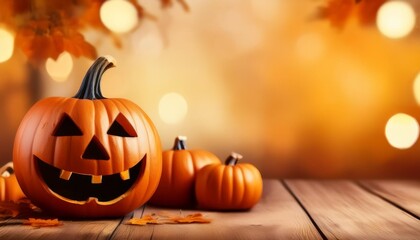 Wall Mural - halloween pumpkin background with copyspace