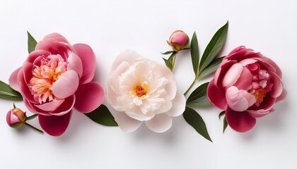 peony flowers isolated on white