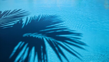 Wall Mural - palm tree shadow on a blue water