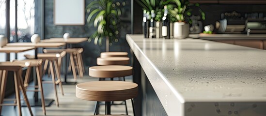 Fototapete - Render a counter table suitable for any location with available copy space image
