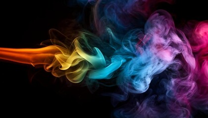 Sticker - vibrant colorful smoke on black background wallpaper