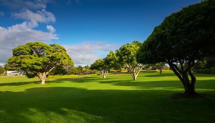 Canvas Print - trees in green neighbourhood near auckland new zealand