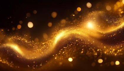 Wall Mural - golden fragrance flow effect with glitter fluid sparkles and gleaming flares golden smoke particles 
