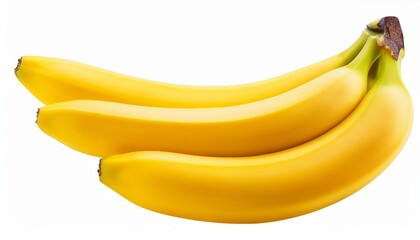 Wall Mural - bunch of three yellow bananas isolated on transparent background