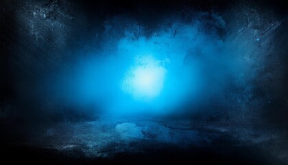 Wall Mural - watercolor grunge dark background with blue lightening in the center