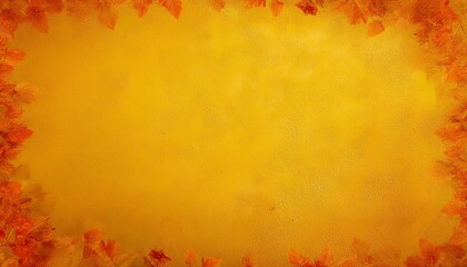 Canvas Print - yellow background with orange border texture old grunge textured corners in hot fiery autumn or fall colors