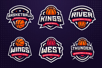 Wall Mural - Basketball Sports Club Logo Template Bundle for Tournament or Sports Team