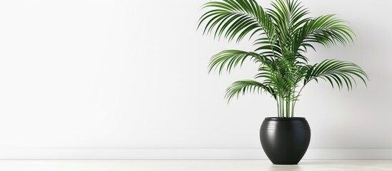Poster - Indoor plant displayed with copy space image on a white backdrop