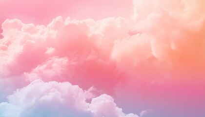 Wall Mural - beauty sweet pastel orange and pink colorful with fluffy clouds on sky multi color rainbow image abs