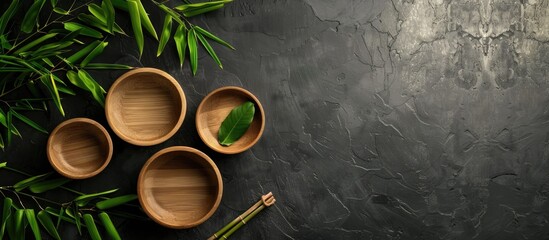 Poster - Self care concept featuring bamboo accessories for self care with a copy space image