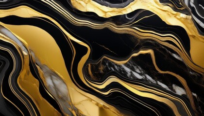 Sticker - abstract black and gold marble iriidiscent background