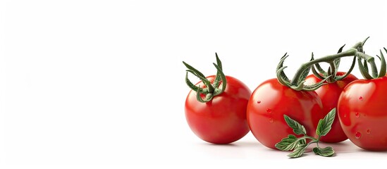 Aufkleber - Fresh red and delicious tomatoes on a white background with copy space image