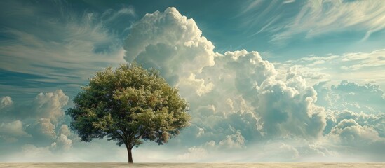 Poster - Resin tree against sky backdrop serving as raw material for industries like matches plastics varnishes paints inks and cosmetics with copy space image