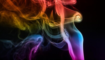 Canvas Print - colorful smoke close up on a black background